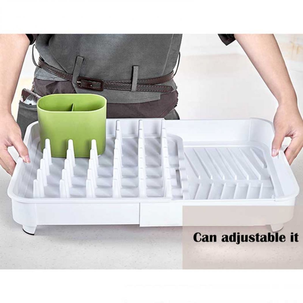 Adjustable Dish Drain Rack And Storage Holder